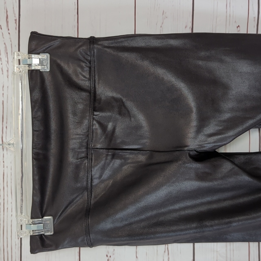 Spanx Women's Faux Leather Black High Rise Compression Slimming Leggings Size XL - Picture 11 of 16